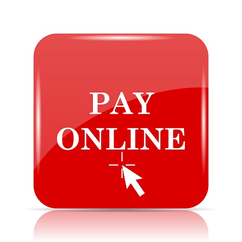 Pay online icon. Pay online website button on white background.